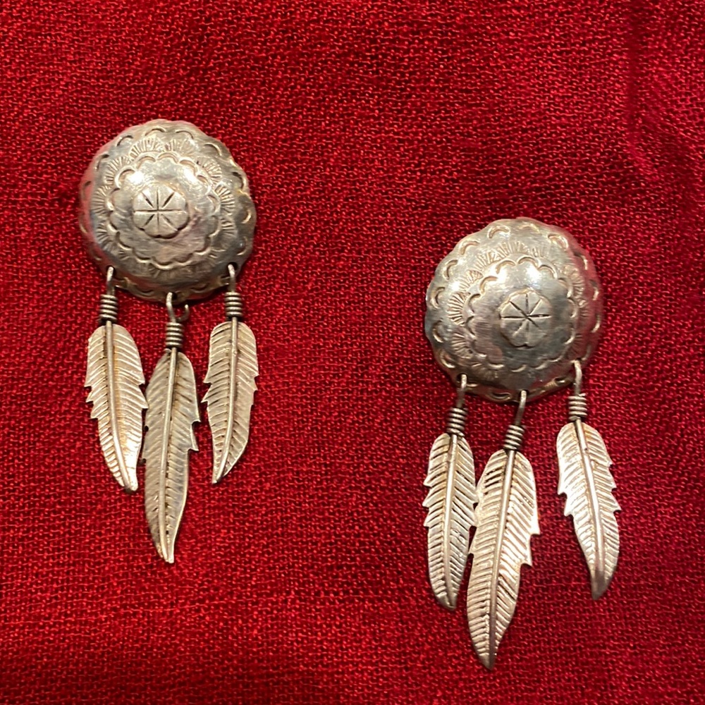 Mexican Sterling Silver Dream Catcher Earrings with posts.
